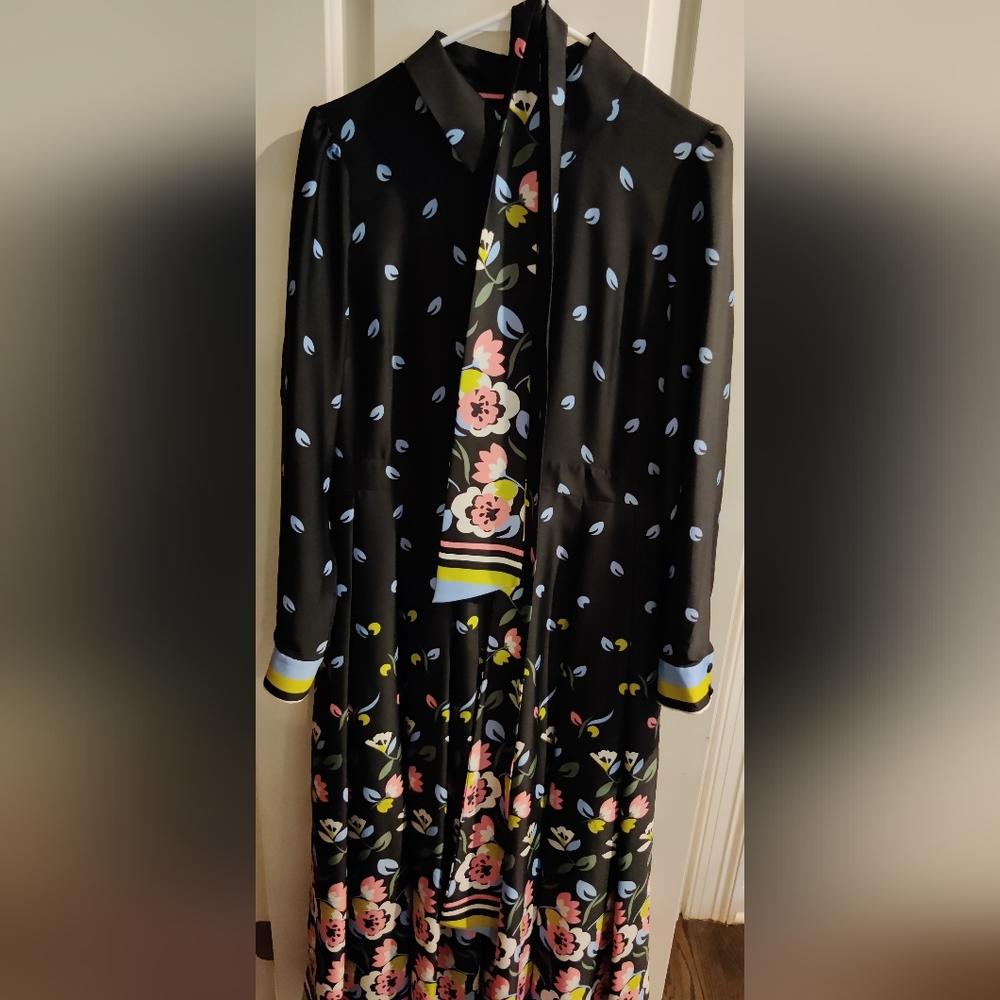 Boden Long Navy Dress, brand new, never worn, size US8, tie round neck